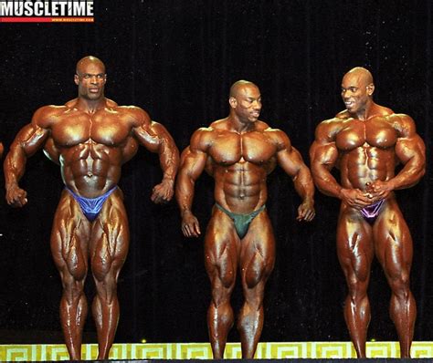 Ronnie Coleman next to Dexter Jackson and Flex Wheeler (1999) : r ...