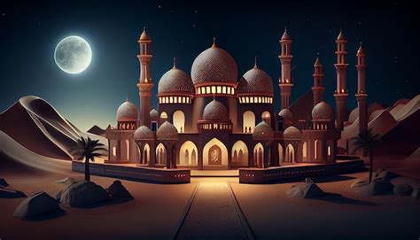 Premium AI Image | The taj mahal in the night with full moon