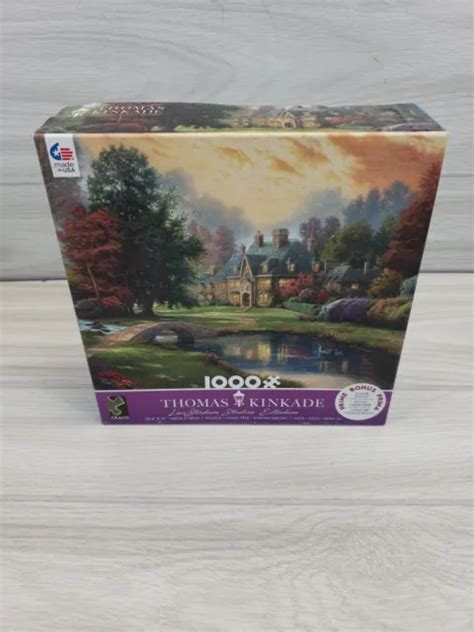 THOMAS KINKADE LAKESIDE Manor 1000 Piece Jigsaw Puzzle W Bonus Poster