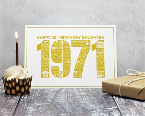 50th Birthday Card Daughter Happy 50th Birthday Daughter Etsy