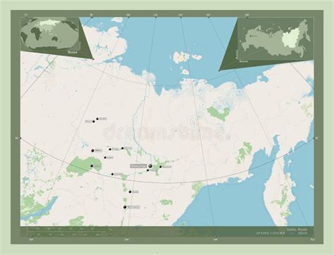 Sakha Russia Osm Labelled Points Of Cities Stock Illustration