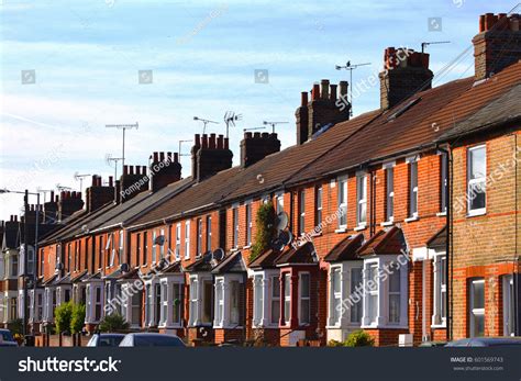 English Row Terraced House Spring Season Stock Photo 601569743