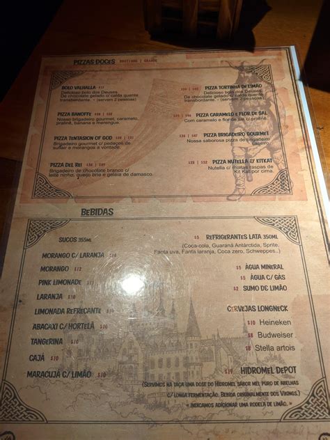 Menu at DEPOT MEDIEVAL restaurant, Fortaleza