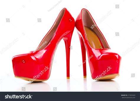 Red High Heel Women Shoes Isolated Stock Photo 217655329 Shutterstock