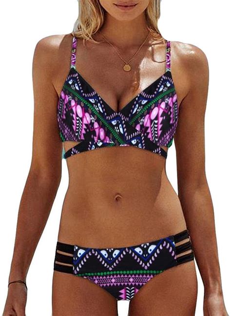 Keerads Bikini Damen Set Push Up Neckholder Bandeau Bademode Badebekleidung Strand Badeanzug