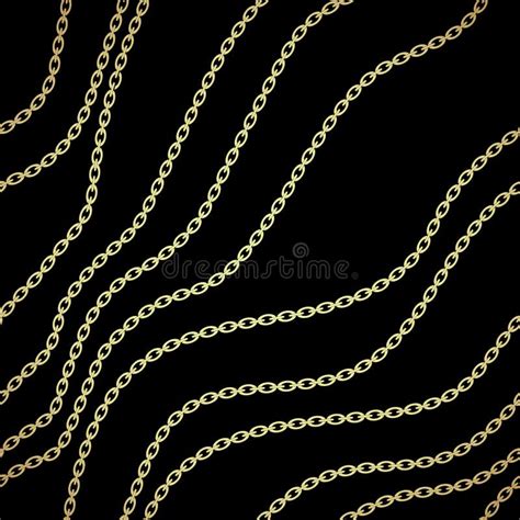 Gold Chain Seamless On Black Background Fashion Illustration Seamless