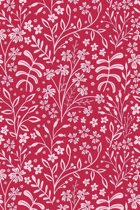 Viva Magenta Ditsy Flowers By Mona Monash Seamless Repeat Vector