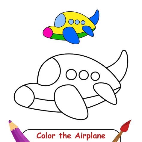 Livro de colorir vetorial para crianças gráficos vetoriais de avião