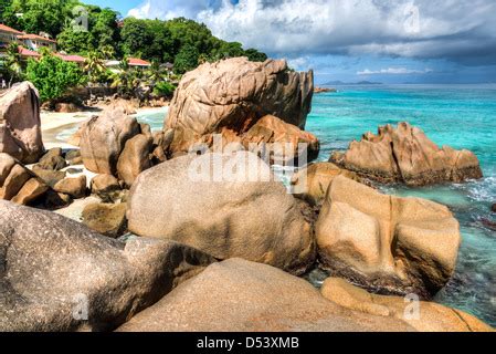 Anse Patates Beach Anse Gaulettes Beach La Digue Island Seychelles