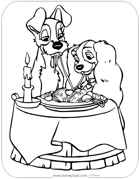 Lady and the Tramp Coloring Pages (2) | Disneyclips.com