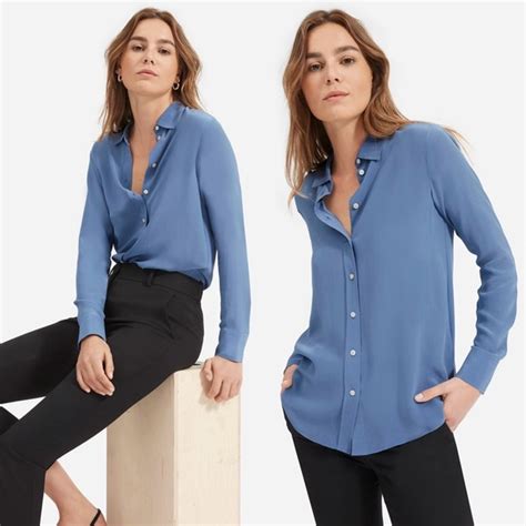 Everlane Tops Nwt Everlane The Clean Silk Relaxed Shirt French