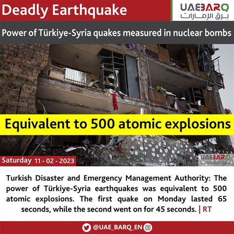 Uae Barq On Twitter The Power Of T Rkiye Syria Earthquakes Was