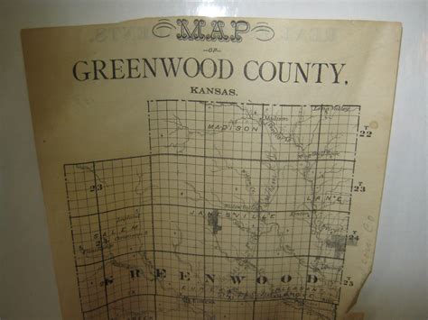 Map Of Greenwood County Kansas C 1870 Very Good Original Wraps