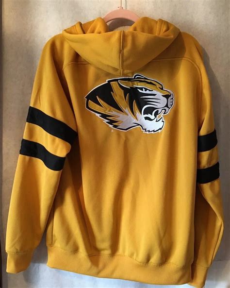 Mizzou Tigers Gold Womens Logo Sweatshirt Hoodie Long Sleeve Zip Front