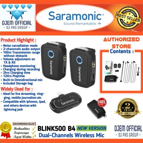 Jual Saramonic Blink 500 B4 B3 Wireless Lavalier Microphone Mic