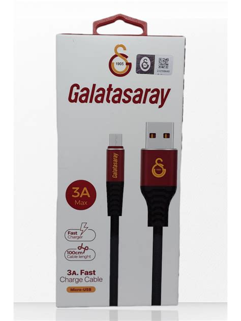 Galatasaray Lisanslı Micro Usb 3a Şarj Kablosu 1 Metre Hızlı Şarj Destekli