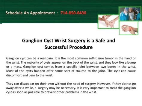 Ganglion Cyst Wrist Surgery is a Safe and Successful Procedure