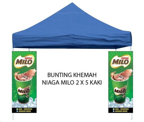 Jom Tempah Bunting Gerai Khemah Niaga Bisnes Air Milo Ready Design