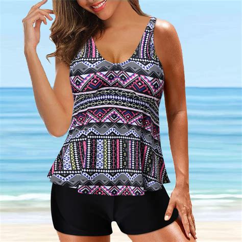 Lopeceal Two Piece Tankini Bathing Suits For Women Swim Tankini Top