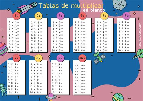 Tablas De Multiplicar Plantilla Gratis 🫰🏻