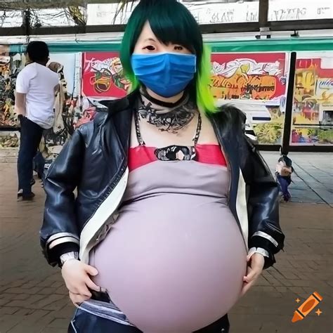 Photo Of A Heavily Pregnant Japanese Woman At A Theme Park