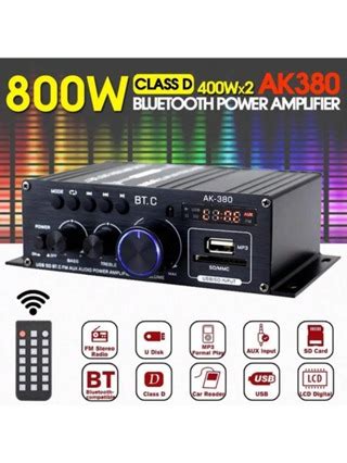 AK380 Amplificador Bluetooth 800W De Áudio HiFi Karaoke 2 Canais