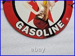 Texaco Fire Chief Gasoline Pinup Bikini Babe Porcelain Gas Oil Pump