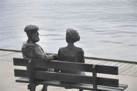 Bronze Statue of Alexander Graham Bell & wife. Near Sydney, Canada ...