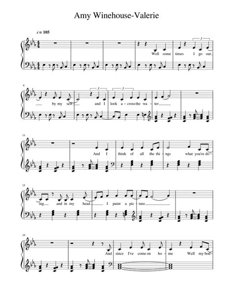 Amy Winehouse Valerie Sheet Music For Piano Download Free In Pdf Or