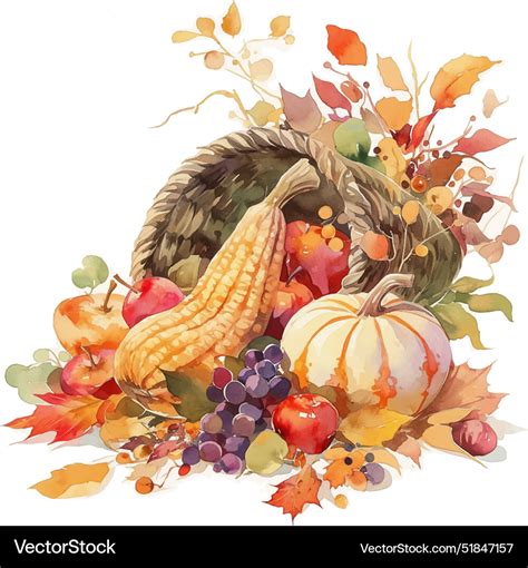 Cornucopia basket of fruits and vegetables Vector Image