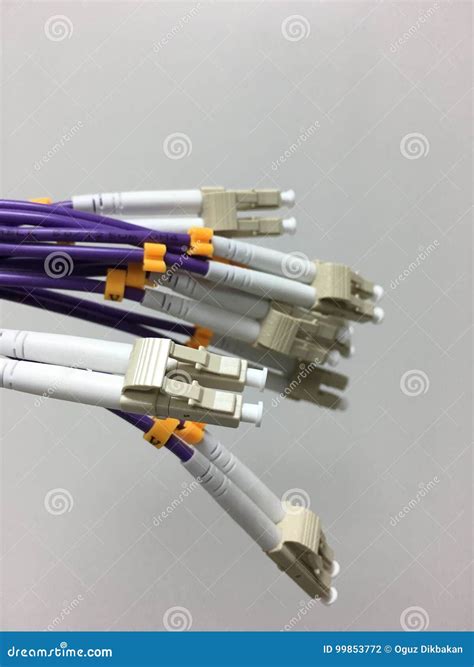 Fiber Optic Cables with Connectors in Group Stock Photo - Image of ...