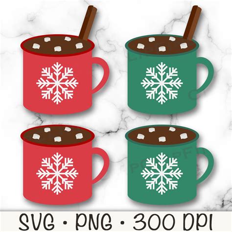 Hot Cocoa With Marshmallows SVG Hot Chocolate With Cinnamon Stick PNG Christmas Drink Snow