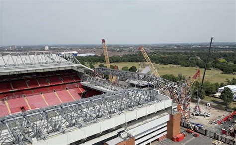 New Photos Of M Anfield Road End Expansion Roof Truss Lifted