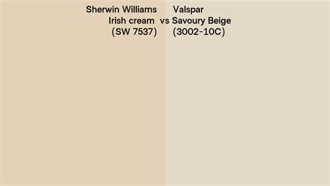 Sherwin Williams Irish Cream Sw 7537 Vs Valspar Savoury Beige 3002 10c Side By Side Comparison