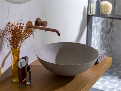 Lavabo Slender Borde Fino Circular Apoyo Acero Concrete Slender