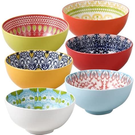 Lot de 6 bols à soupe en porcelaine capacité de 650 ml bol à céréales