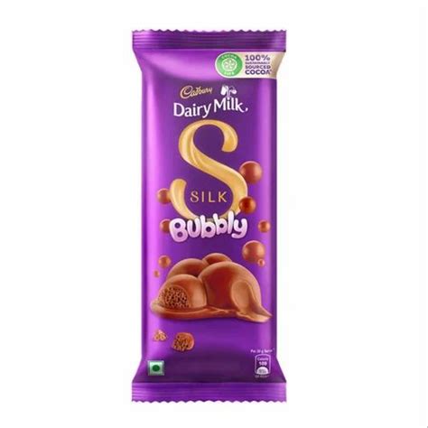 Brown Cadbury Dairy Milk Silk Bubbly Chocolate Packaging Type Packet