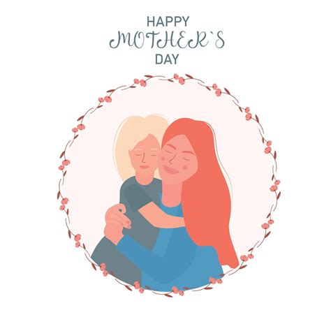 Bonne fête des mères maman rousse avec sa fille blonde Art vectoriel chez Vecteezy