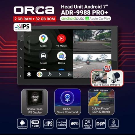 Promo Limited Head Unit Android Auto Carplay Orca Pro Plus Dvr 7 Inch