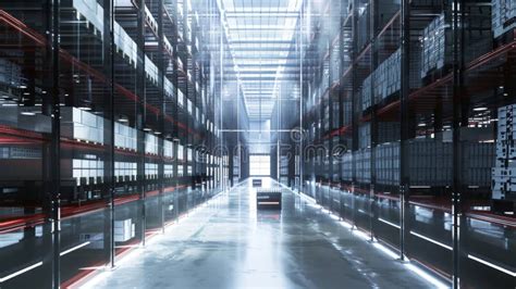 Modern Automated Robotic Storage System In A Large Industrial Warehouse