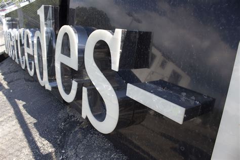 Original Mercedes Benz Dealership Sign And Silver Star Logo Sign For Sale