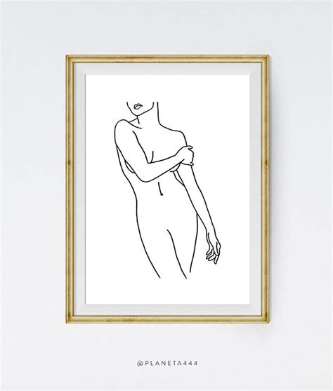 Female Nude Print Woman Body Poster Sensual Pose Drawing Line Art Minimal Wall Art Feminine