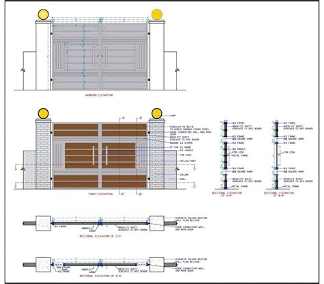 Main Gate Design With Working Drawing Detail Plan N Design Gate Wall