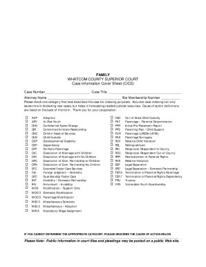 Fillable Online Case Information Cover Sheet Cics Whatcom County