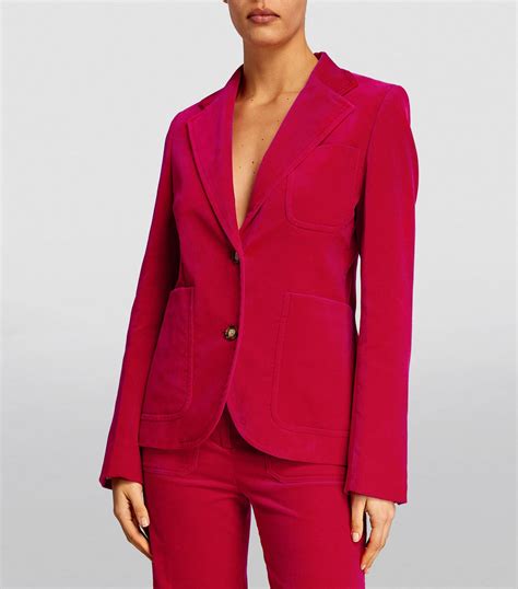 Victoria Beckham Velvet Single Breasted Blazer Harrods US