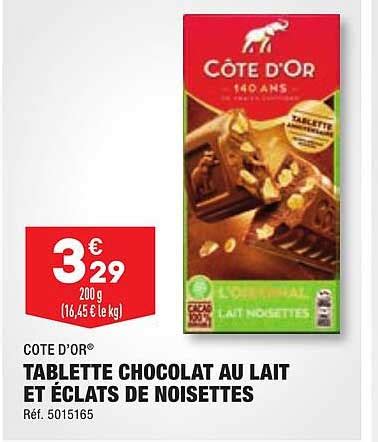 Promo Tablette Chocolat Au Lait Et Clats De Noisettes C Te D Or Chez