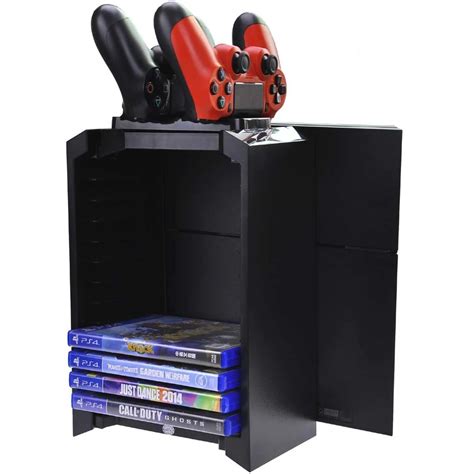 PS4 Charger Storage Tower with 12 Game Blue ray disc storage and Dual ...