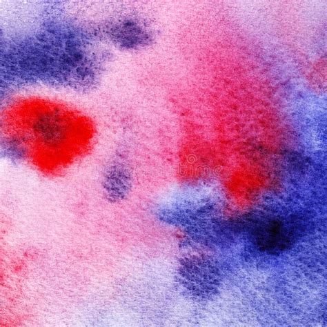 Hand Painted Watercolor Blue And Red Texture Abstract Background Stock