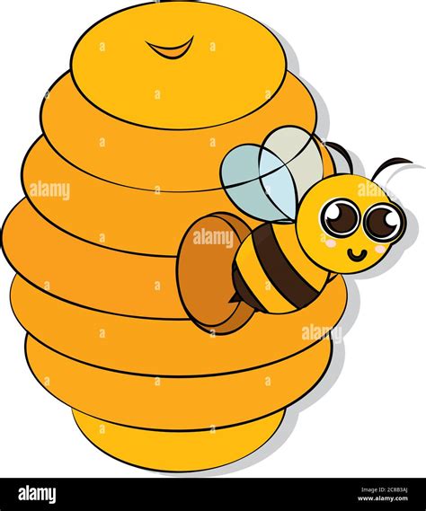 Abeja Linda En Un Panal De Miel Imagen Vector De Stock Alamy