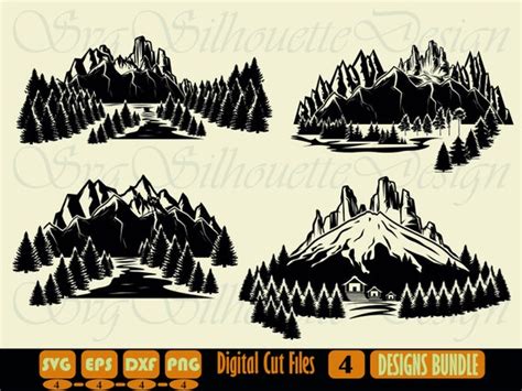 Wald Und Berge Svg B Ume Svg Berge Svg Wald Svg Clipart Etsy De